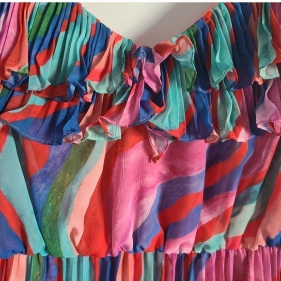 AMUR Luisa Pleated Striped Dress, Multi-Colored, Size 8, NWT - Picture 8 of 16